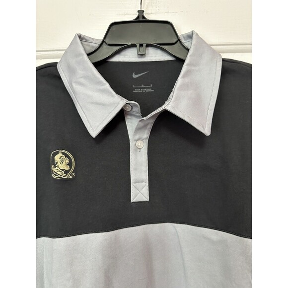 Nike Florida State Seminoles FSU Mens Large Long Sleeve Polo Gray DO4706-045 NEW - Picture 2 of 4